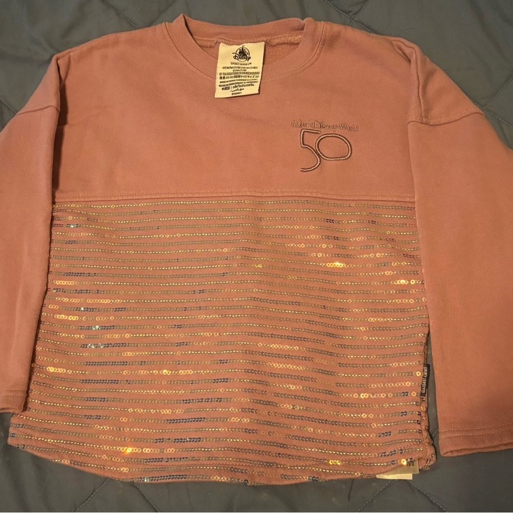 Walt Disney World Girls Sweatshirt 50th Anniversary Sequined Size Kids 7/8 Med